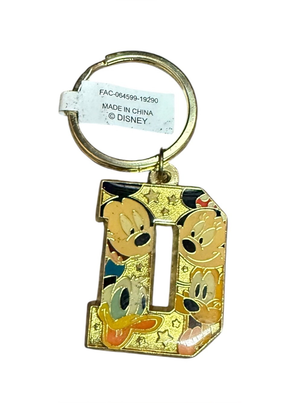 Disney Parks Letter Initials “D” Keychain Mickey Minnie Donald Duck Pluto NWT
